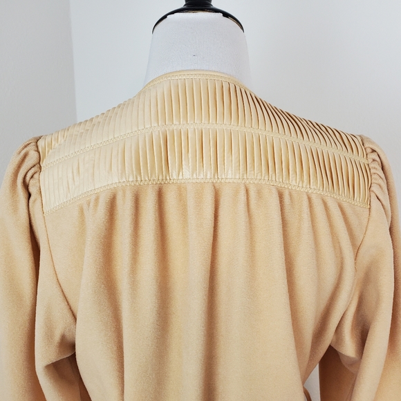 Bill Tice Robe Vintage Pleated Old Hollywood Lounge Comfort Sleep Tan Neutral - Picture 10 of 15
